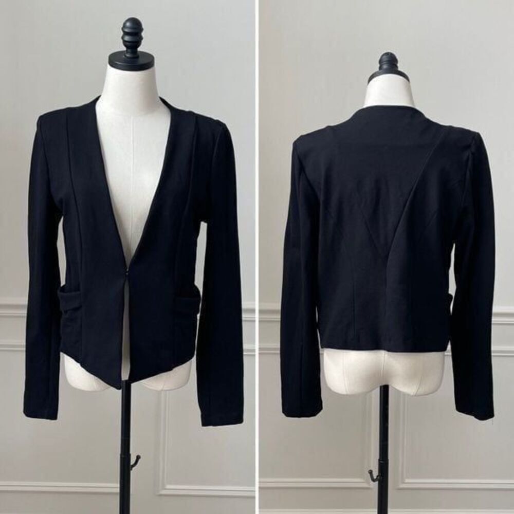 Stoosh Black Blazer Jacket Front Hook Pockets L